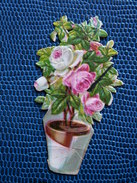 ""  JOLI   DECOUPI  GAUFRE  Roses Dans Un Pot  ""  6 Cm - Flores