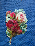 "" 2  JOLIS   DECOUPIS  GAUFRES  Roses   ""   7,5  Cm   -- - Flores