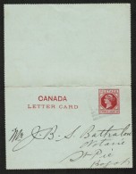 CANADA  1893 LETTER CARD W/INDISTINCT SQUARE CIRCLE CANCEL - 1860-1899 Règne De Victoria