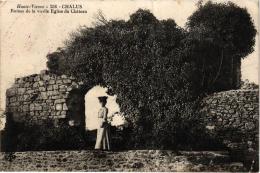 CHALUS RUINES DE LA VIEILLE EGLISE DU CHATEAU ,JEUNE FEMME (FRANCHISE MILITAIRE REGIMENT INFANTERIE ) REF 51755 - Chalus