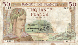 BANQUE DE FRANCE  CINQUANTE FRANCS - 50 F 1934-1940 ''Cérès''