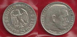 GERMANIA 1936 D - 5 Reichs Mark  BB / SPL - Argento / Argent / Silver - Confezione In Bustina - (3 Foto) - 5 Reichsmark