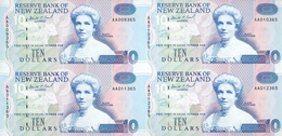 New Zealand, Uncut Block Of 4 X 10 $ Banknotes, Pick 178b, With Folder, 1993 ! - Nieuw-Zeeland