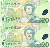 New Zealand, Uncut Block Of 2 X 20 $ Banknotes, Pick CS187b, With Folder, 1999 ! - Nieuw-Zeeland