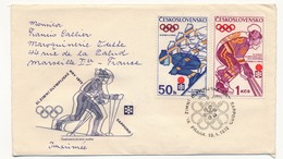 TCHECOSLOVAQUIE - Série SAPPORO 1972 - 2 FDC Ayant Voyagé, Avec Affr. Complémentaires - FDC