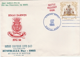 HMAS Darwin 1985 - Call In Seattle Washington USA - Navy Navale - Australia Day - Paquebot - Marcophilie