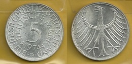 GERMANIA 1974 D  - B.R. Aquila - 5 Mark  SPL / FDC - Argento / Argent / Silver - Confezione In Bustina - 3 Foto - 5 Mark