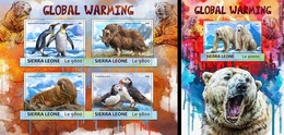 Sierra Leone 2017, Global Warming, Pinguins, Birds, Bears, 4val In BF +BF - Arctic Wildlife