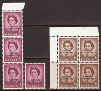 St Lucia 1967 Statehood, Black Overprint, Mint No Hinge, See Desc, Sc ,SG ,Yt 212a,215a - St.Lucia (...-1978)