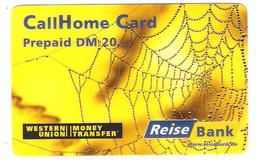 Germany - Prepaid Card - Call Home Card - Reisebank - Western Union - 20 DM - Spider - GSM, Cartes Prepayées & Recharges