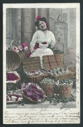 Marchande De Fruits Et Légumes.. Marché. Carte Colorisée. Postée à Angleur. Dos Visible. - Vendedores Ambulantes