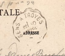 Cachet  Ambulant "SENS à TROYES" Sur Carte Postale  De Villeneuve L'Archevêque-le Tombeau - Posta Ferroviaria