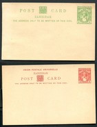 ZANZIBAR Postal Cards #9-10 Mint 1899 - Zanzibar (...-1963)