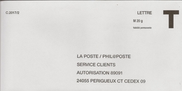 Enveloppe Réponse T La Poste/phil@poste - Cartes/Enveloppes Réponse T