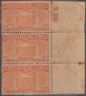 1928-100 CUBA REPUBLICA. 1928. Ed.228. 13c SEXTA CONFERENCIA PANAMERICANA. TABACO TOBACCO PLATE NUMBER MANCHAS. - Neufs