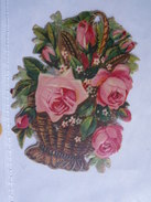 ""   DECOUPIS  GAUFRE  Panier De Roses ""  6,5 Cm - Fleurs