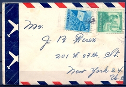 1947 , CUBA , SOBRE CIRCULADO ENTRE MAYAJIGUA Y NUEVA YORK , CORREO AÉREO , YV. 257 , 259 , TABACO CUBANO - Cartas & Documentos