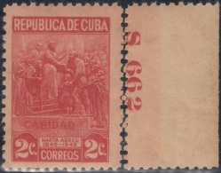 1948-202 CUBA REPUBLICA. 1948. Ed.395. 2c MARTA ABREU. PLATE NUMBER NO GUM. - Unused Stamps
