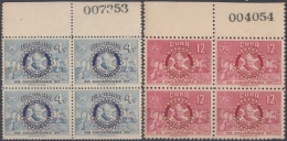 1955-244 CUBA REPUBLICA. 1955. Ed.606-07. ROTARY CLUB. LIGERAS MANCHAS BLOCK 4. NUMEROS DE HOJA. - Neufs