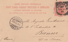 Irland-Ganzsache 1895 In Die Schweiz - Postwaardestukken