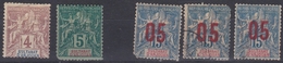 Anjouan 1892/1912 - N°3*-N°4*-N°22*/(o) - Lot De 5 Timbres - Neufs