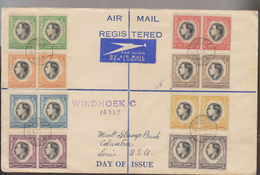 O) 1937 SOUTH AFRICA, CORONATION- KING GEORGE VI, MULTIPLE COVER REGISTERED XF-WINDHOEK, TO USA - Luftpost