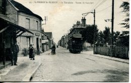 N°44350 -cpa St Pierre Les Elbeuf -le Terminus-tramway- - Strassenbahnen