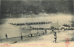 LAOS - CPA ETHNIQUE - COURSEE DE PIROGUES - LE DEPART- édit; A.F. DECOLY N° 36 - TRES BON ETAT. - Laos