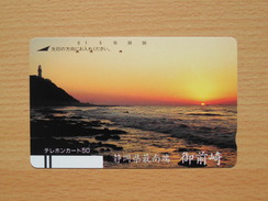 Japon Japan Free Front Bar, Balken Phonecard - 110-2967 / Lighthouse, Phare, Leuchtturm / Sonnenuntergang, Sunset - Vuurtorens