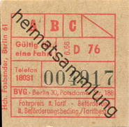 Deutschland - Berlin - BVG Fahrschein 1966 - Rückseitig Stempel 2. Okt. 1967 - Europa
