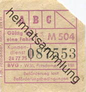 Deutschland - Berlin - BVG - Berlin Potsdamer Str. 188 - Fahrschein 1954 - Europe