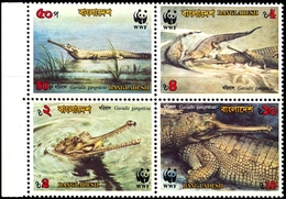 BANGLADESH-CROCODILES-WWF-SETENANT BLOCK OF 4-MNH-H1-139 - Bangladesh