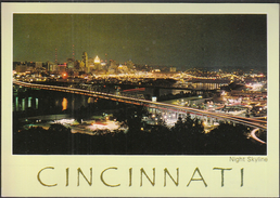 United States Cincinnati Ohio 1992 / Night Skyline - Cincinnati