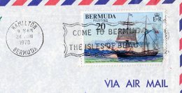 1978 - Bermuda - Obl "COME TO BERMUDA THE ISLES OF BEAUTY" Sur Tp Piloting 20 Cent (Harwest Queen" N°346) - Bermuda