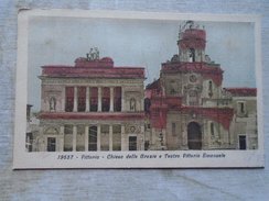 D149294  Italia    Vittoria – Teatro V.Emanuele E Chiesa Delle Grazie - Red Color  Printing Error  !!!  Diena Ca 1 - Vittoria