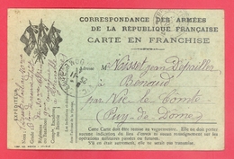 FRANCHISE MILITAIRE - CARTE DU 30° BATAIILON DE CHASSEURS ALPINS Pour BENAUD Par VIC LE COMTE (63 - PUY DE DÔME) 1914 - Oorlog 1914-18