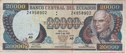 BILLETE DE ECUADOR DE 20000 SUCRES DEL 2 DE JUNIO DEL AÑO 1997 (BANKNOTE) - Ecuador