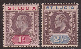 St Lucia 1902-03 Mint No Hinge/mounted, Wmk Crown CA, See Notes, Sc# 44,46/ SG 59-60 - Ste Lucie (...-1978)