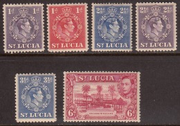 St Lucia 1938-48 Mint Mounted Sc# / SG 129a,129b,132,132b,133b,134 (perf 13.5) - Ste Lucie (...-1978)