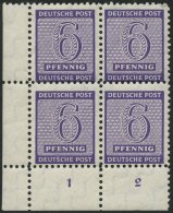 WEST-SACHSEN 121X VB **, 1945, 6 Pf. Versuchszähnung Im Unteren Linken Eckrandviererblock, Pracht, Gepr. Ströh - Other & Unclassified