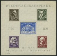 THÜRINGEN Bl. 3APFIV (*), 1946, Block Nationaltheater, Ungezähnt, Mit Plattenfehler Punkt Hinter Erstem E Im G - Other & Unclassified