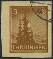 THÜRINGEN 92V2 O, 1946, Versuchsdruck: 3 Pf. Braunocker, Pracht, Gepr. Sturm, Mi. 240.- - Other & Unclassified