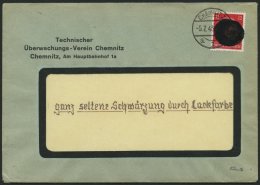 SÄCHSISCHE SCHWÄRZUNGEN AP 827I BRIEF, CHEMNITZ 1, 12 Pf. Auf Brief, Schwärzung Mit Lackfarbe, Pracht, R! - Autres & Non Classés