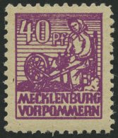 MECKLENBURG-VORPOMMERN 40yb **, 1946, 40 Pf. Violettpurpur, Pracht, Gepr. Kramp, Mi. 100.- - Sonstige & Ohne Zuordnung