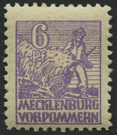 MECKLENBURG-VORPOMMERN 33ye **, 1946, 6 Pf. Grauviolett, Graues Papier, Mit Rückseitigem Abklatsch, Pracht, Gepr. K - Sonstige & Ohne Zuordnung