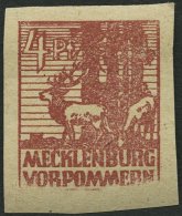 MECKLENBURG-VORPOMMERN 31yb **, 1946, 4 Pf. Lebhaftkarminbraun Mit Plattenfehler IX, Pracht, Fotoattest Kramp - Other & Unclassified