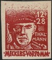 MECKLENBURG-VORPOMMERN 22cU *, 1945, 12 Pf. Dunkelrot Faschismus, Ungezähnt, Falzrest, Rückseitig Helle Stelle - Sonstige & Ohne Zuordnung