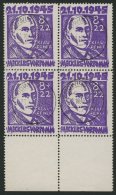 MECKLENBURG-VORPOMMERN 21 VB O, 1945, 8 Pf. Faschismus Im Unterrandviererblock, Dabei Plattenfehler 21IV Auf Feld 45, Pr - Sonstige & Ohne Zuordnung