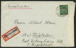 ALLIIERTE BES. 936b BRIEF, 1946, 84 Pf. Smaragdgrün, Einzelfrankatur Auf Einschreibbrief Mit Provisorischem R-Zette - Autres & Non Classés