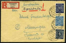 ALLIIERTE BES. 914,924,935 BRIEF, 1946, 4, 20 Und 80 Pf. Ziffer Auf Einschreiben-eigenhändig Von KÖNIGSTEIN Na - Other & Unclassified